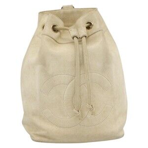 Chanel Shoulder Bag Caviar Cream Gold CC Beige